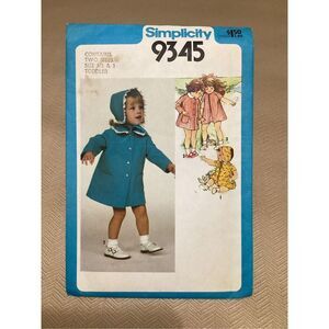 Vintage Sewing Pattern Simplicity Children 9345